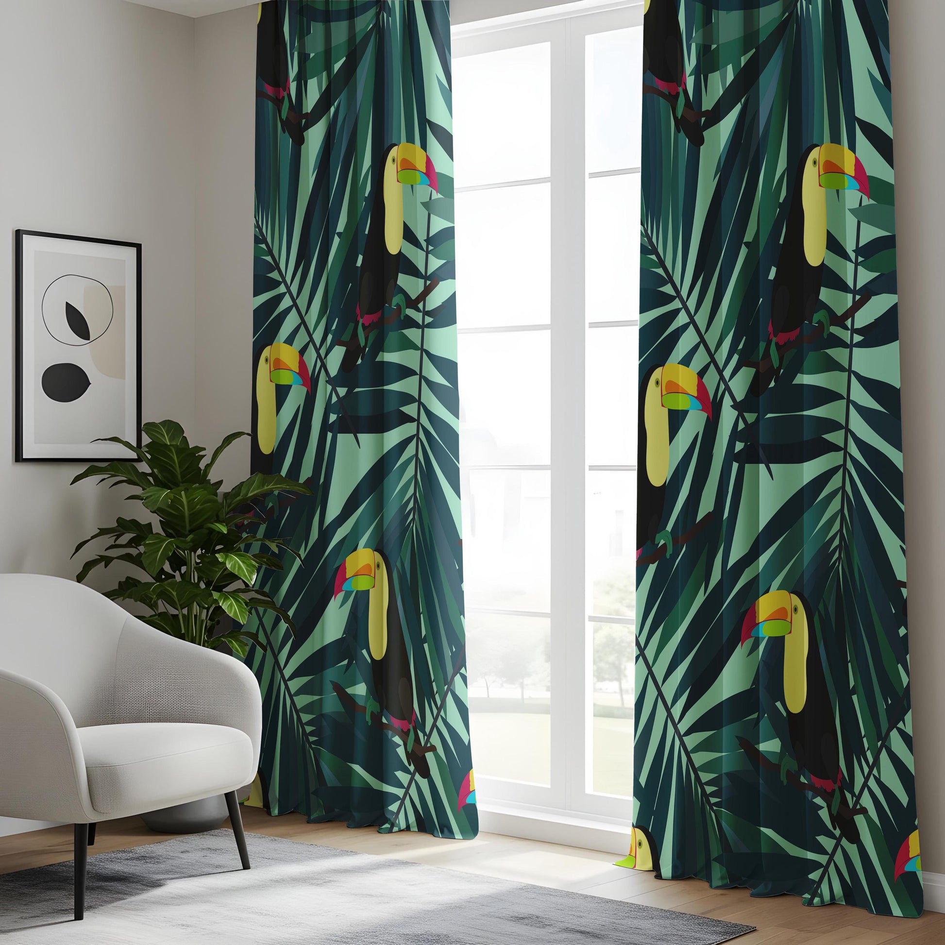 Onay Tropical Toucan Curtains – Jungle Palm Leaf Drapes