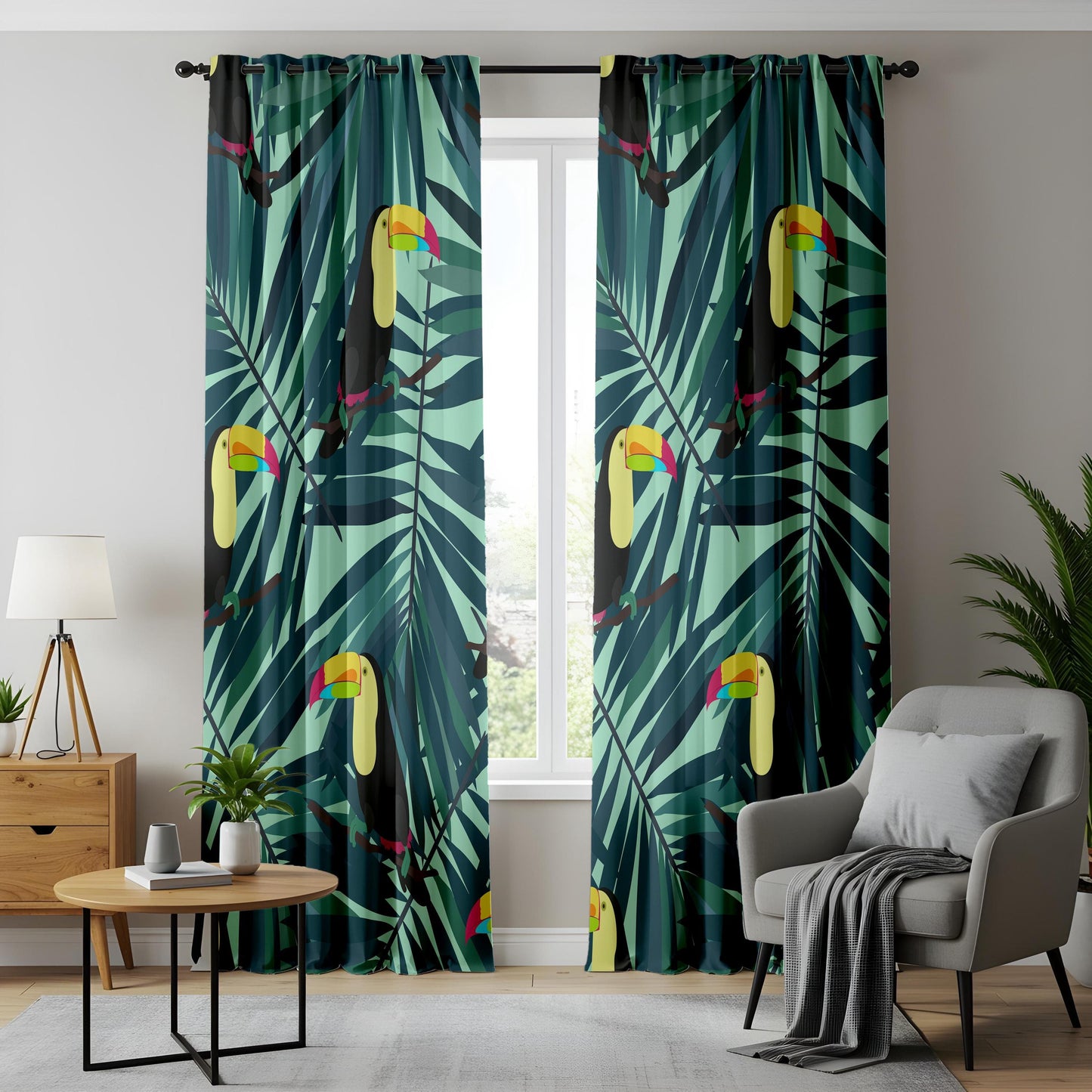 Onay Tropical Toucan Curtains – Jungle Palm Leaf Drapes