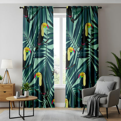Onay Tropical Toucan Curtains – Jungle Palm Leaf Drapes