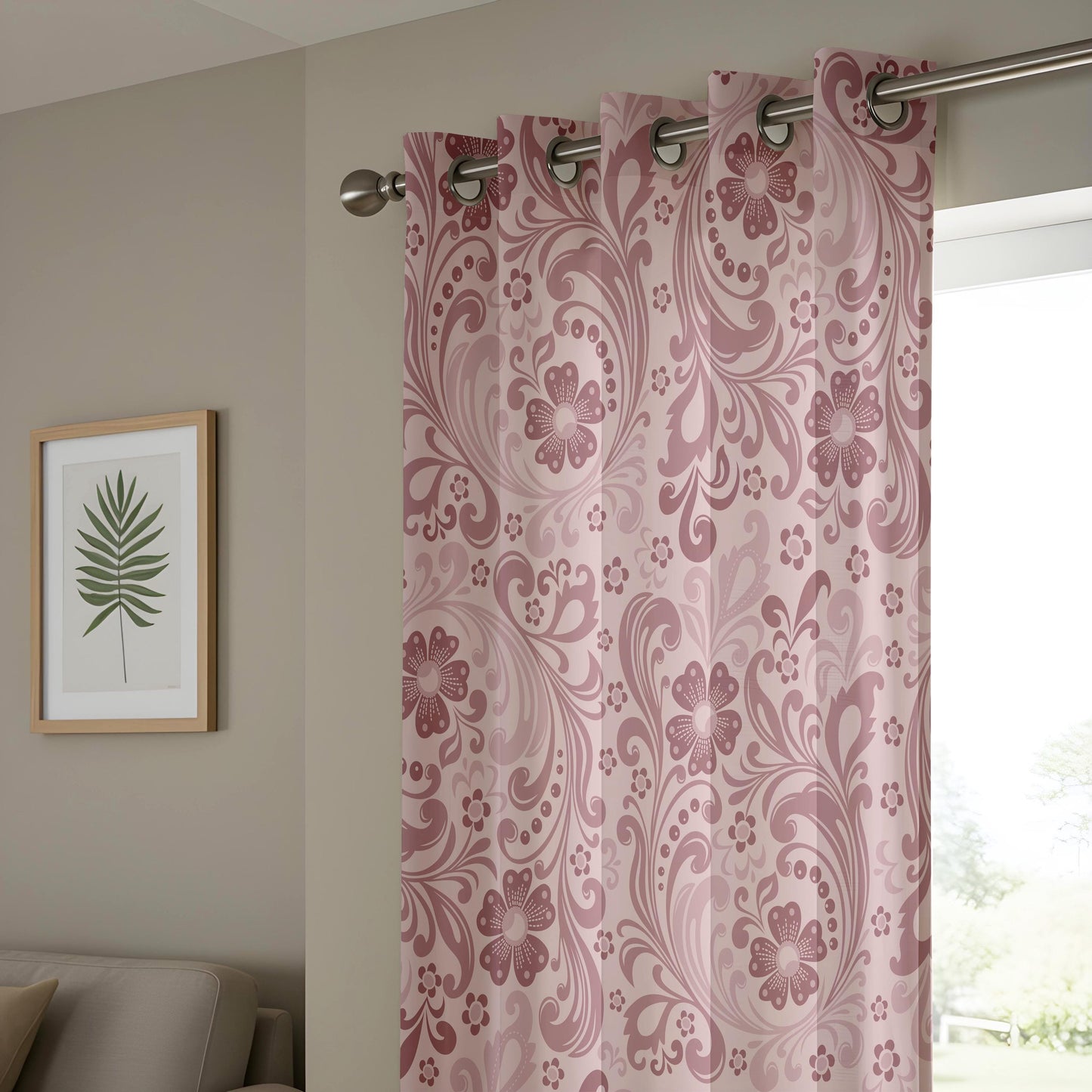 Onay Dusty Rose Pink Damask Curtains – Vintage Baroque Style Drapes