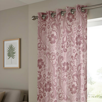 Onay Dusty Rose Pink Damask Curtains – Vintage Baroque Style Drapes