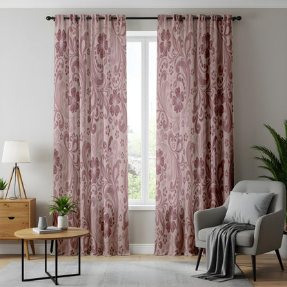 Onay Dusty Rose Pink Damask Curtains – Vintage Baroque Style Drapes