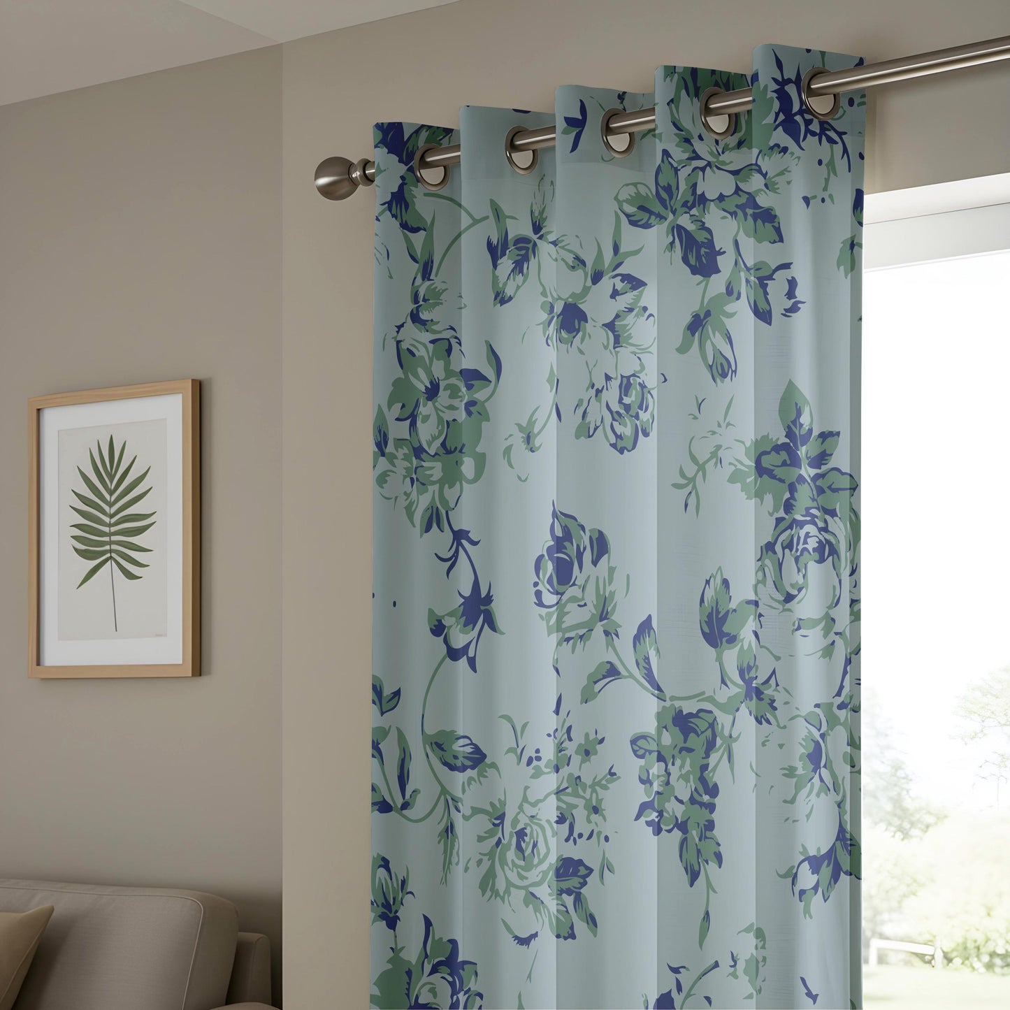 Onay Dusty Blue Floral Curtains – Vintage French Country Drapes