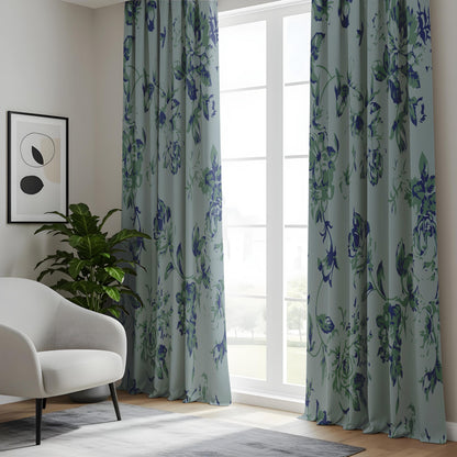 Onay Dusty Blue Floral Curtains – Vintage French Country Drapes
