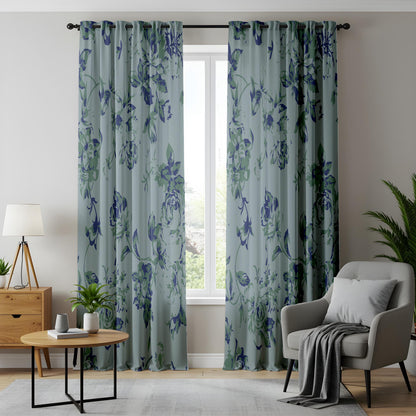 Onay Dusty Blue Floral Curtains – Vintage French Country Drapes