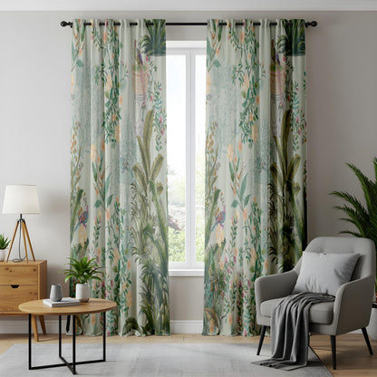 Onay Vintage Chinoiserie Curtains – Pastel Botanical Garden Drapes