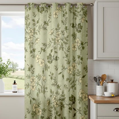 Onay Sage Green Wildflower Curtains – Vintage Botanical Sketch Drapes