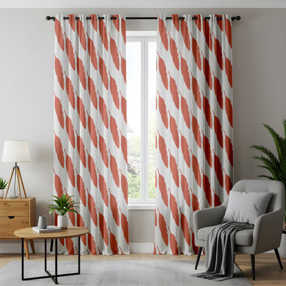 Onay Rust Orange Feather Curtains – Boho Terracotta Leaf Drapes