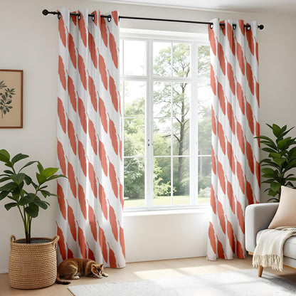 Onay Rust Orange Feather Curtains – Boho Terracotta Leaf Drapes