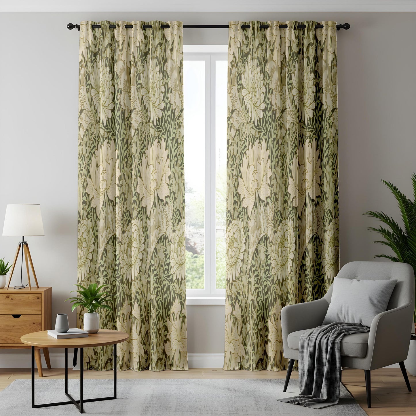 Onay Sage Green William Morris Style Curtains – Arts and Crafts Decor