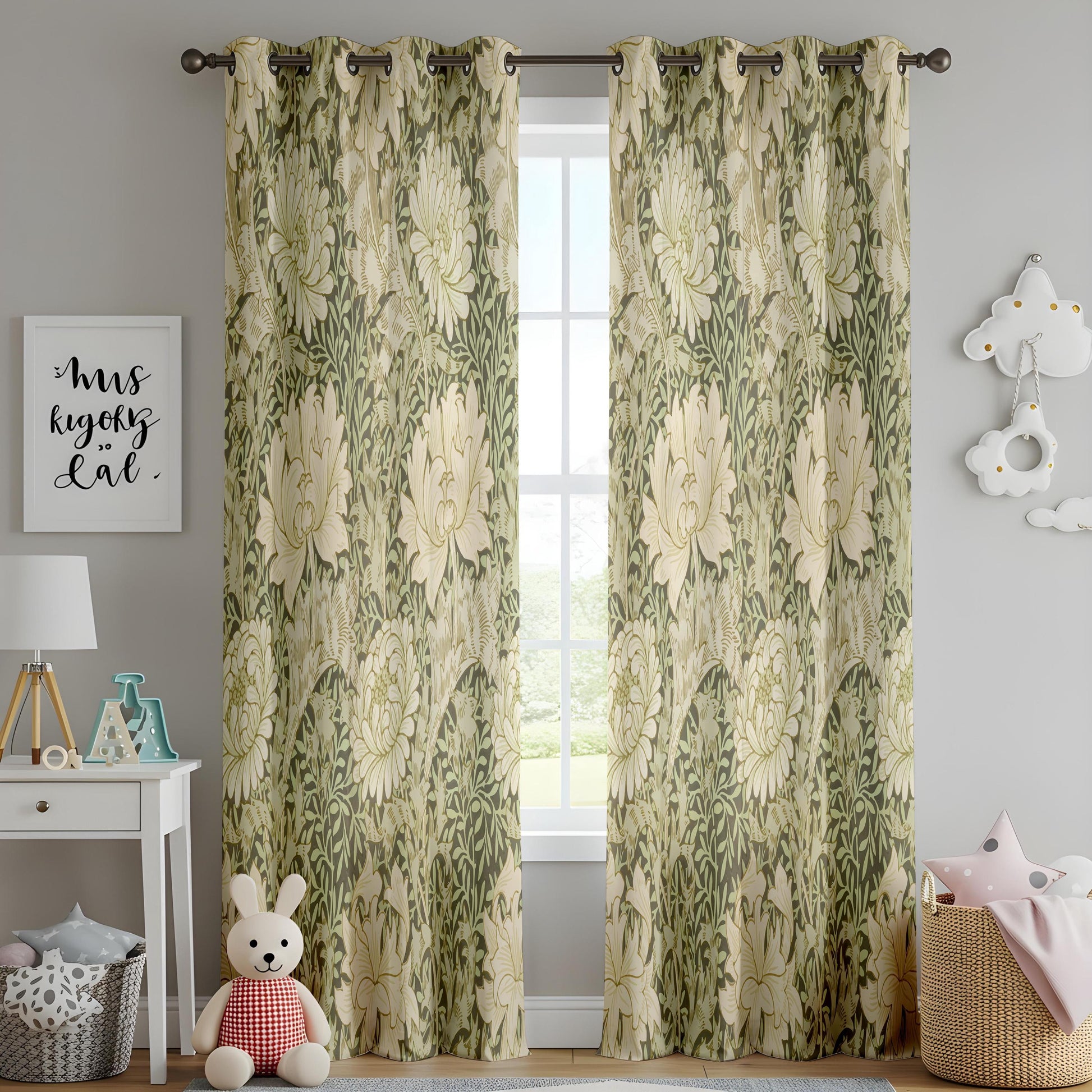 Onay Sage Green William Morris Style Curtains – Arts and Crafts Decor