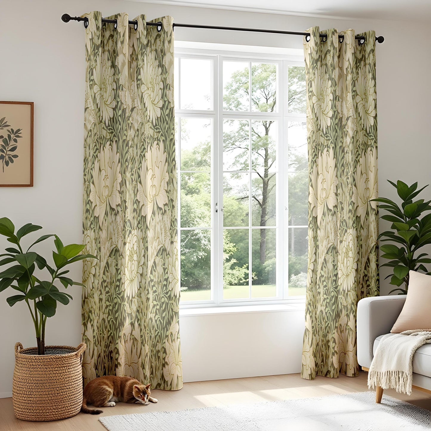 Onay Sage Green William Morris Style Curtains – Arts and Crafts Decor