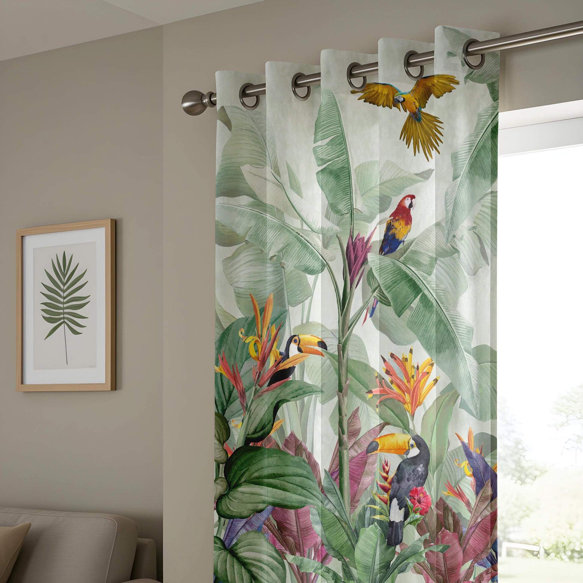 Onay Tropical Jungle Bird Curtains – Toucan Macaw Parrot Drapes