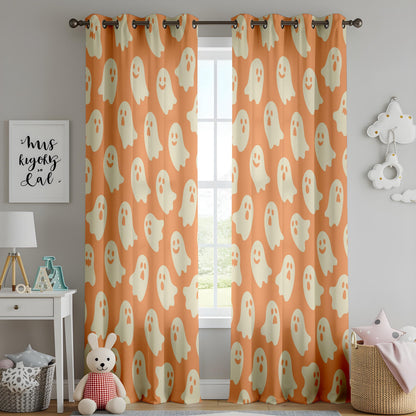 Onay Ghost Halloween Curtains – Orange Spooky Nursery Drapes
