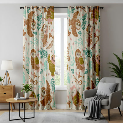 Onay Brown Owl Curtains – Woodland Nursery Decor