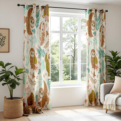 Onay Brown Owl Curtains – Woodland Nursery Decor