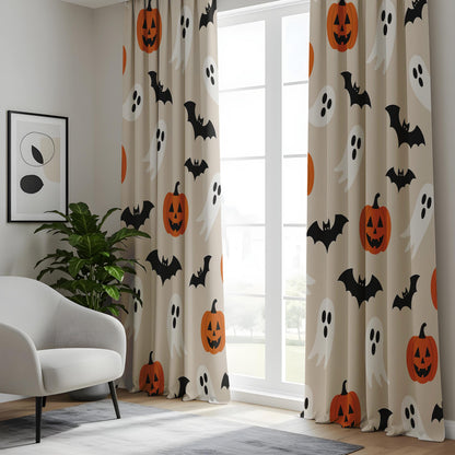 Onay Halloween Pumpkin Ghost Curtains – Spooky Bat Nursery Drapes