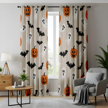 Onay Halloween Pumpkin Ghost Curtains – Spooky Bat Nursery Drapes