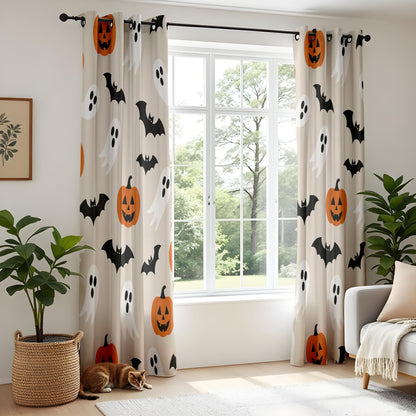 Onay Halloween Pumpkin Ghost Curtains – Spooky Bat Nursery Drapes