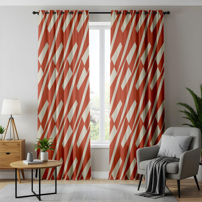 Onay Rust Orange Geometric Curtains – Modern Abstract Diagonal Drapes