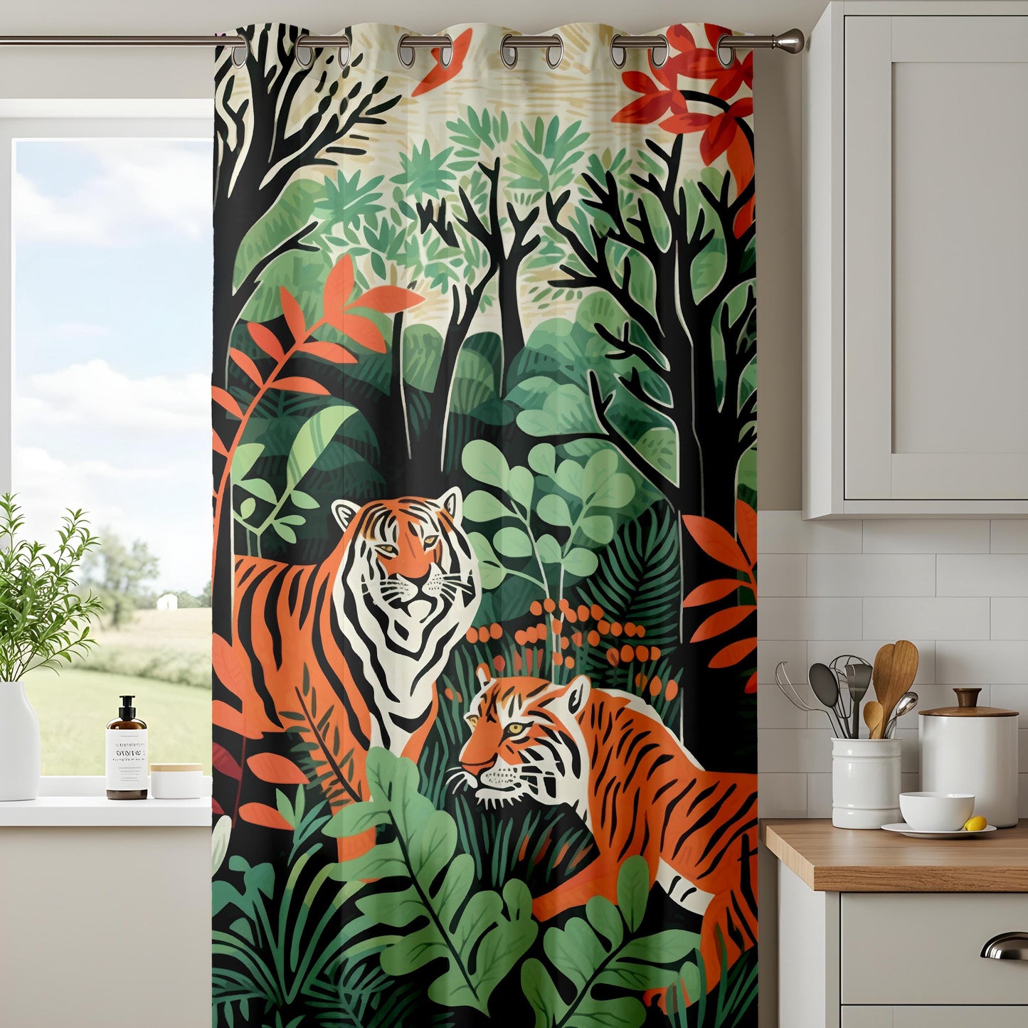 Onay Tiger Jungle Curtains – Wild Animal Rainforest Drapes