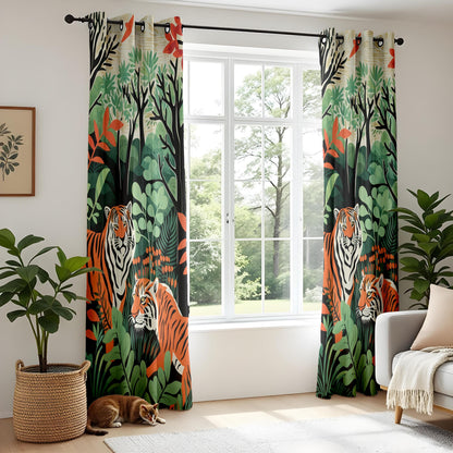 Onay Tiger Jungle Curtains – Wild Animal Rainforest Drapes