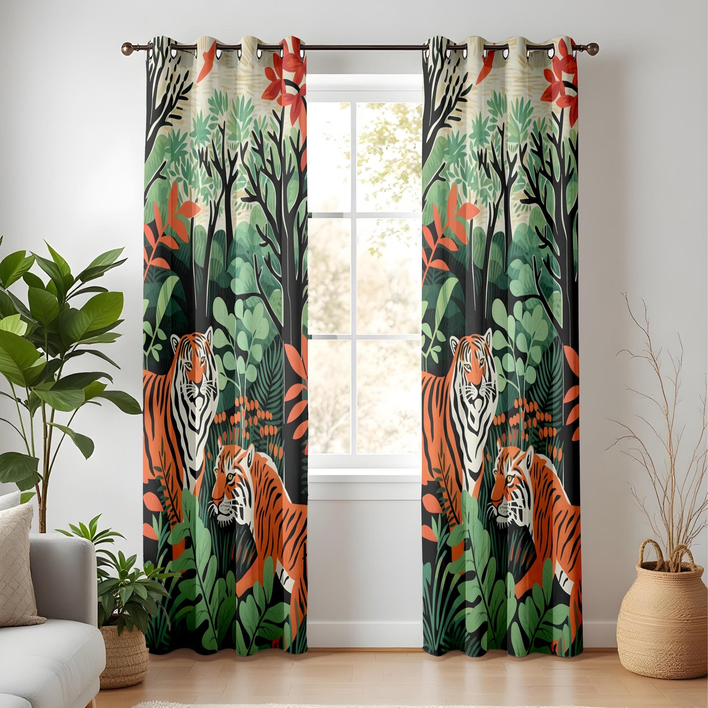 Onay Tiger Jungle Curtains – Wild Animal Rainforest Drapes