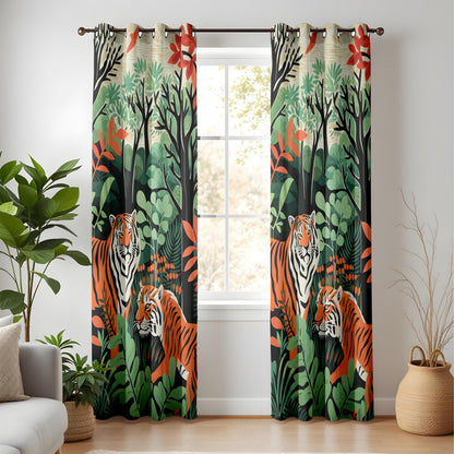 Onay Tiger Jungle Curtains – Wild Animal Rainforest Drapes