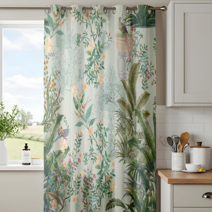 Onay Mint Green Bird Chinoiserie Curtains – Vintage Peacock Botanical Drapes