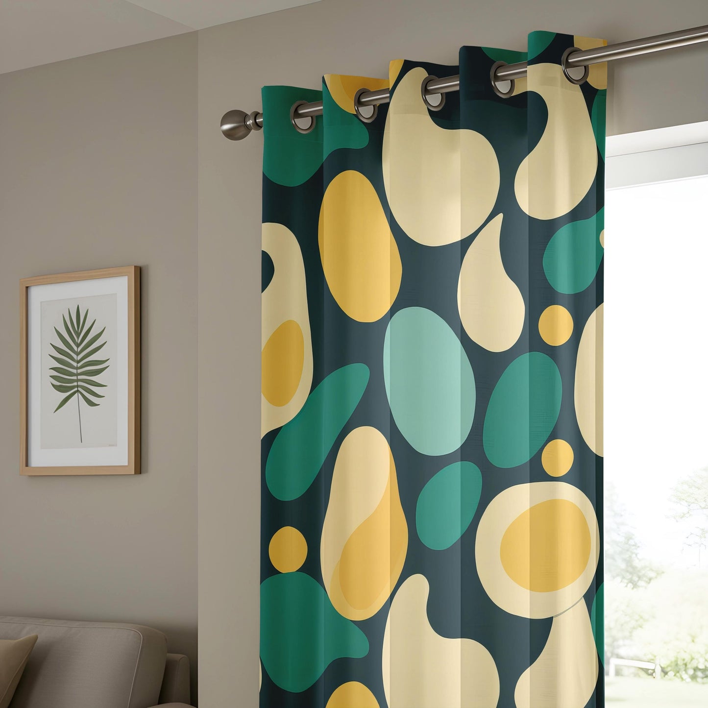 Onay Abstract Organic Shape Curtains – Retro Mid Century Modern Drapes