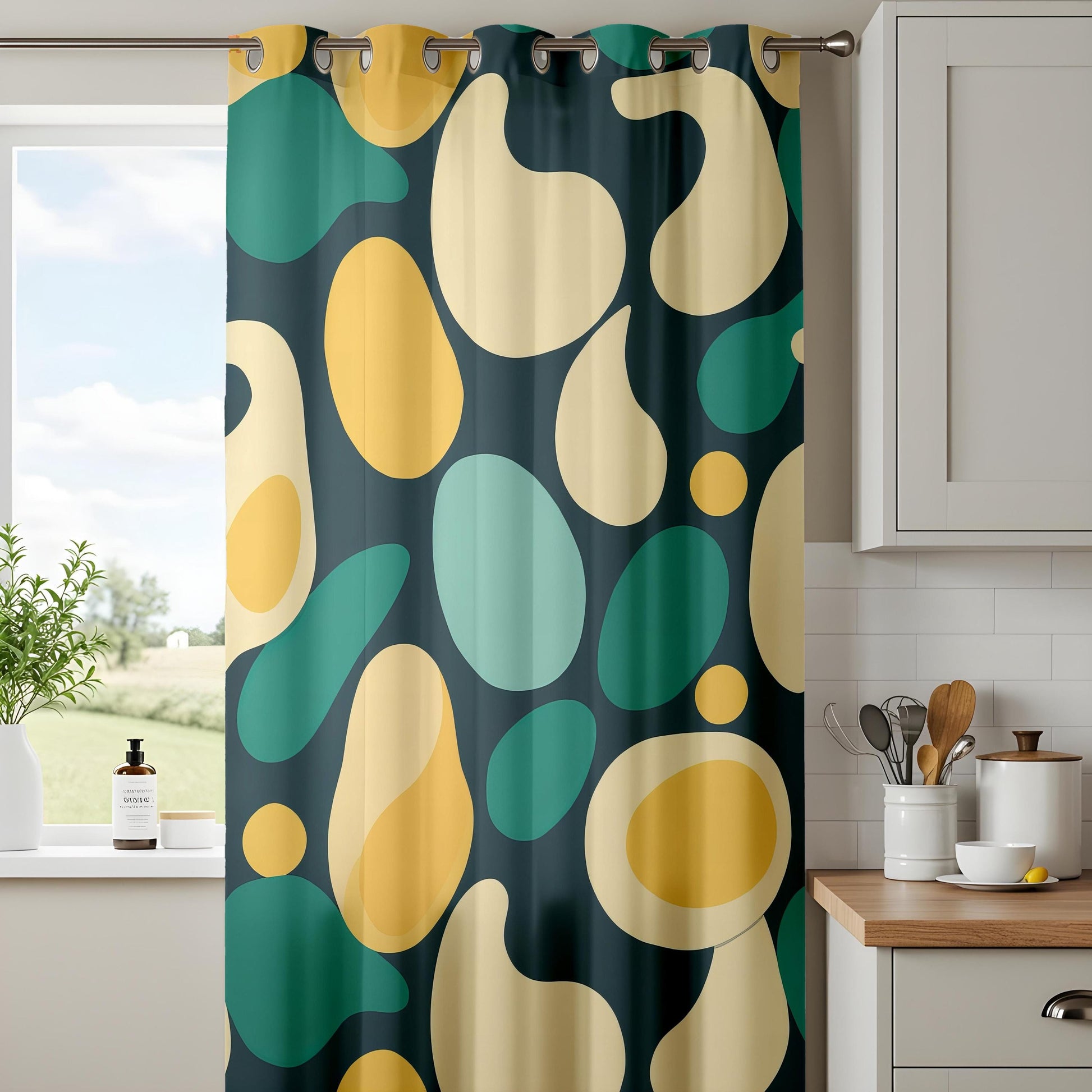 Onay Abstract Organic Shape Curtains – Retro Mid Century Modern Drapes