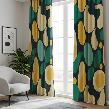 Onay Abstract Organic Shape Curtains – Retro Mid Century Modern Drapes
