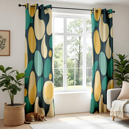 Onay Abstract Organic Shape Curtains – Retro Mid Century Modern Drapes