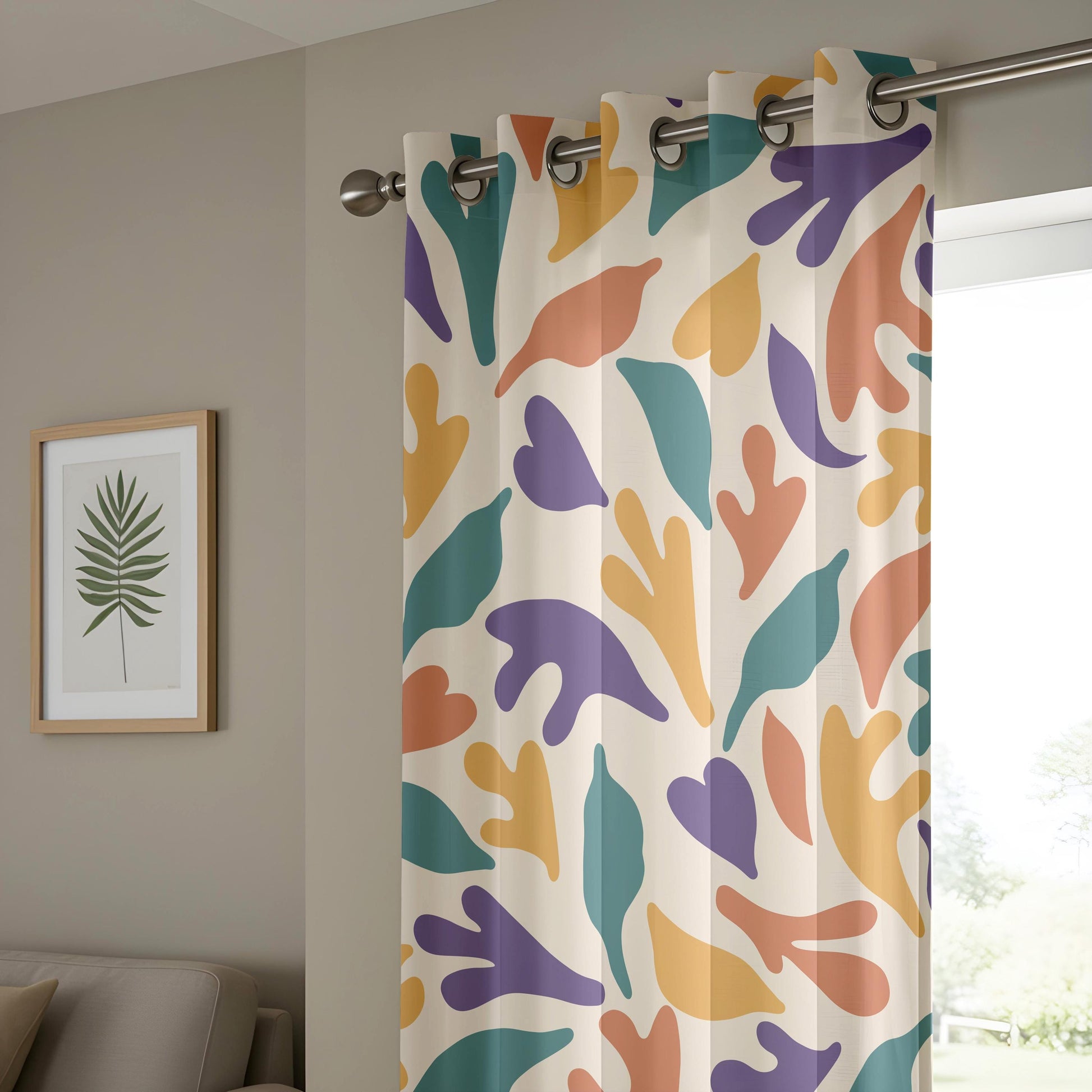 Onay Colorful Abstract Organic Curtains – Matisse Style Cutout Drapes