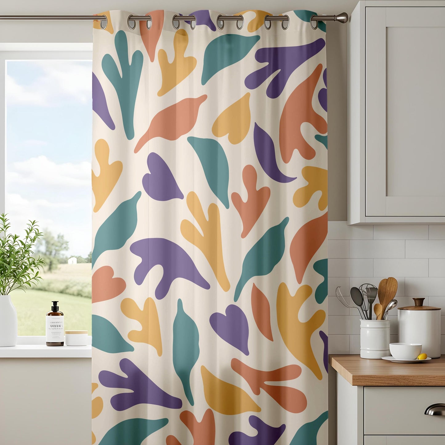 Onay Colorful Abstract Organic Curtains – Matisse Style Cutout Drapes