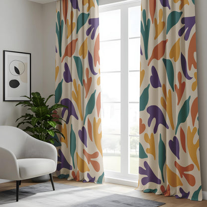Onay Colorful Abstract Organic Curtains – Matisse Style Cutout Drapes