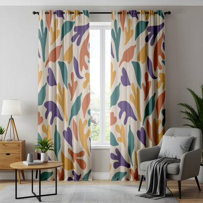 Onay Colorful Abstract Organic Curtains – Matisse Style Cutout Drapes