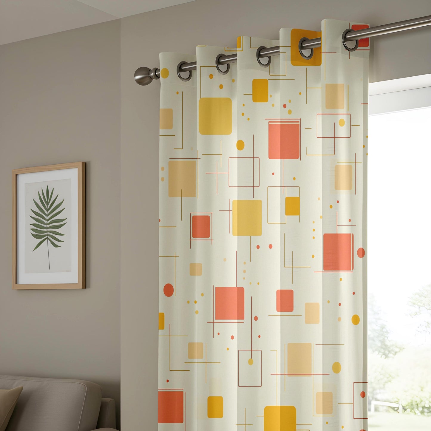 Onay Mid Century Modern Geometric Curtains – Retro Atomic Age Drapes