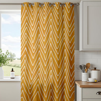 Onay Mustard Yellow Chevron Curtains – Boho Geometric Zigzag Drapes