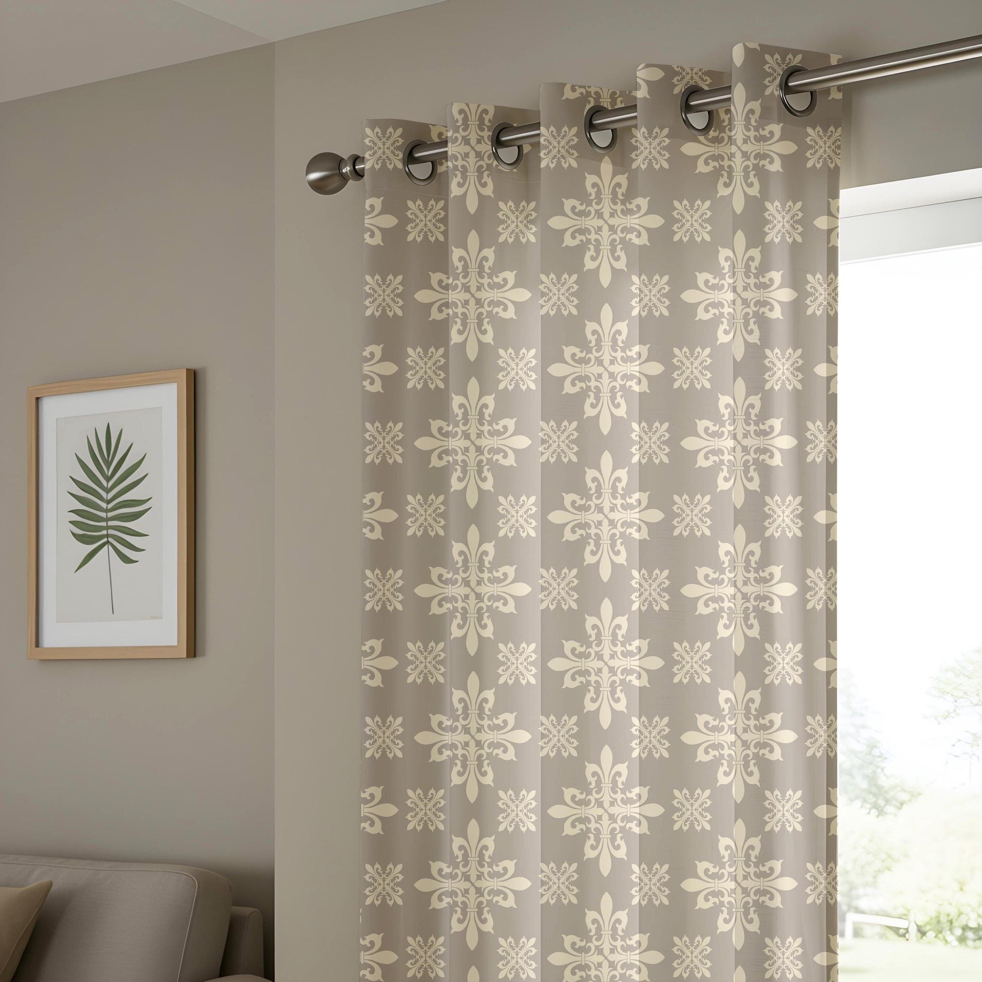 Onay Beige Fleur de Lis Blackout Curtains