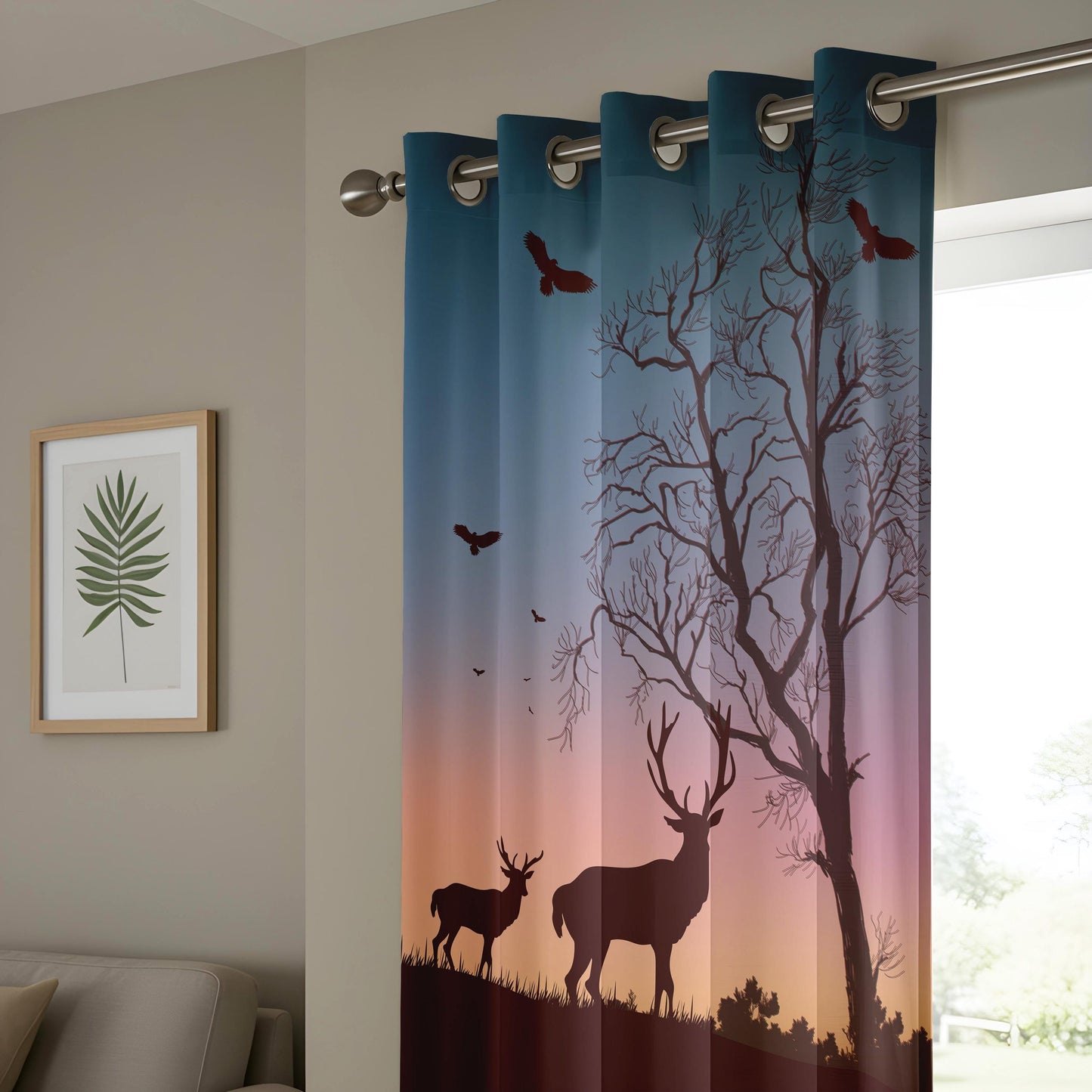 Onay Deer Forest Sunset Blackout Curtains – Wilderness Cabin Home Decor