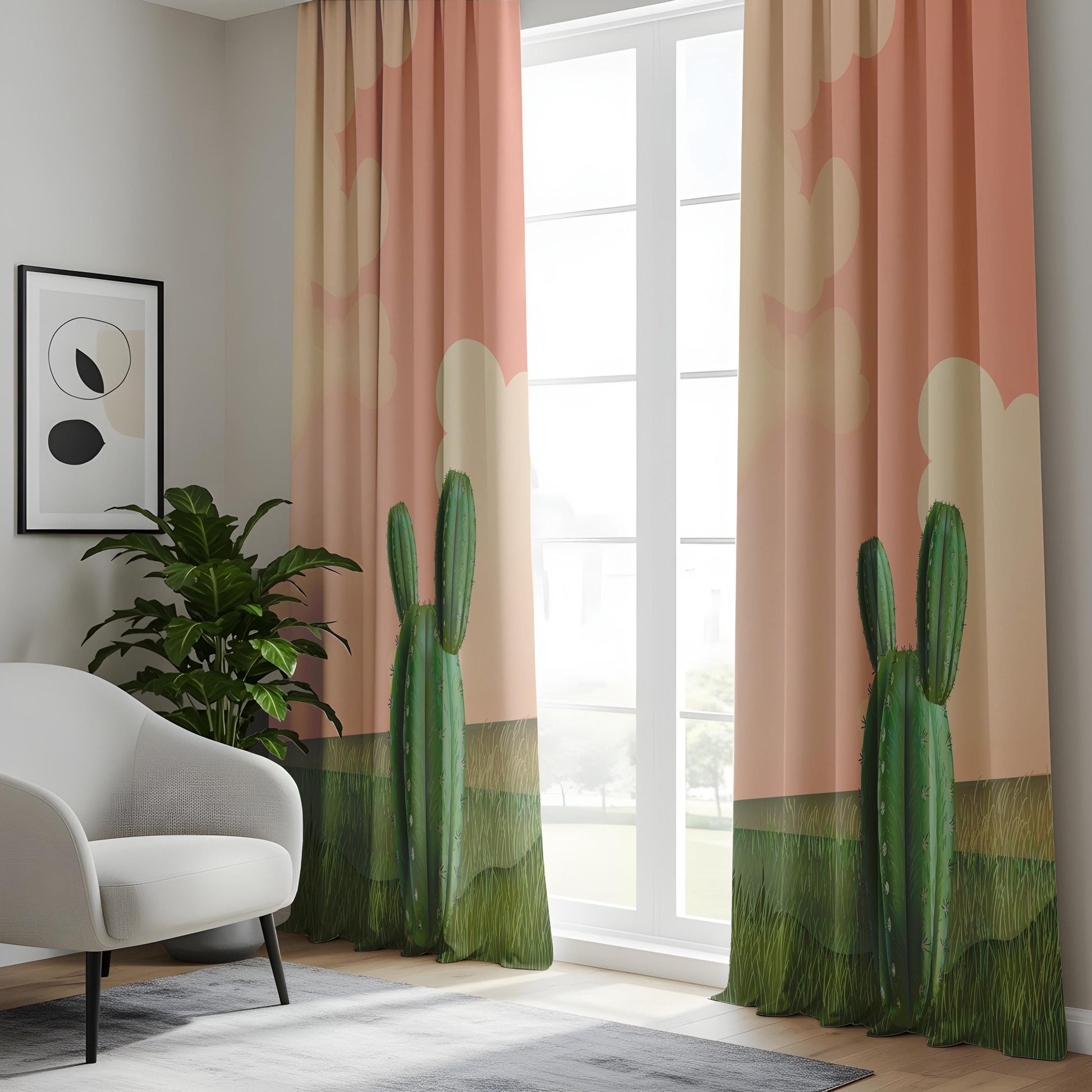 Onay Desert Cactus and Forest Nature Blackout Curtains