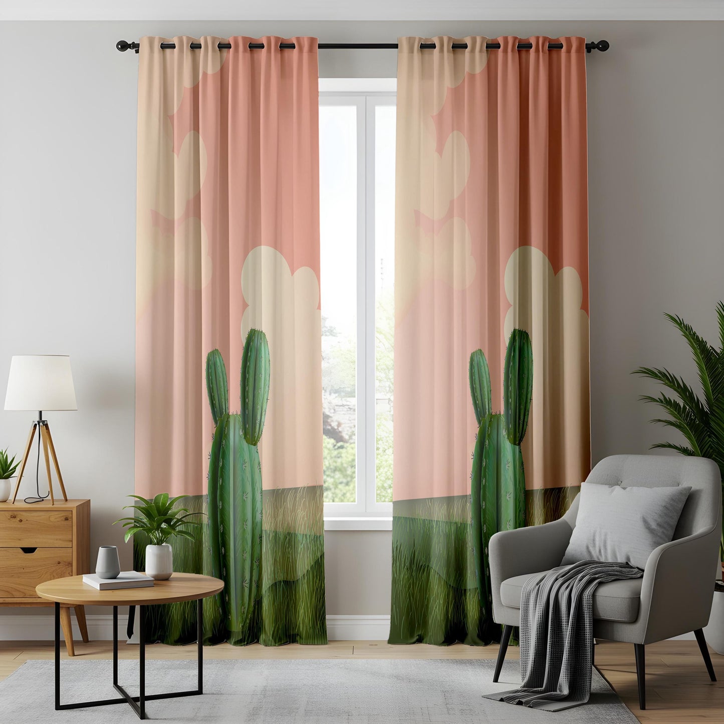 Onay Desert Cactus and Forest Nature Blackout Curtains