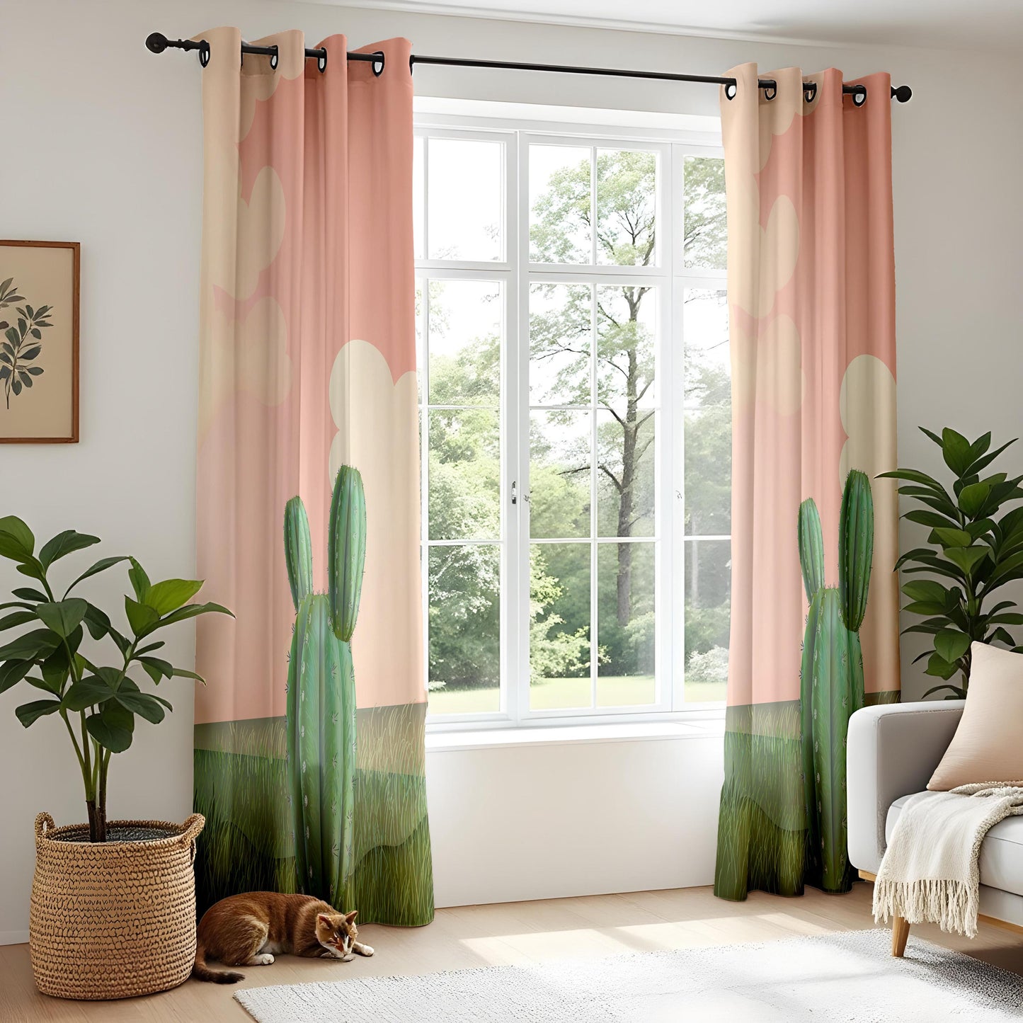 Onay Desert Cactus and Forest Nature Blackout Curtains