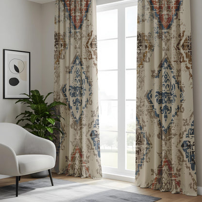 Onay Rustic Kilim Blackout Curtains – Tribal Medallion Design