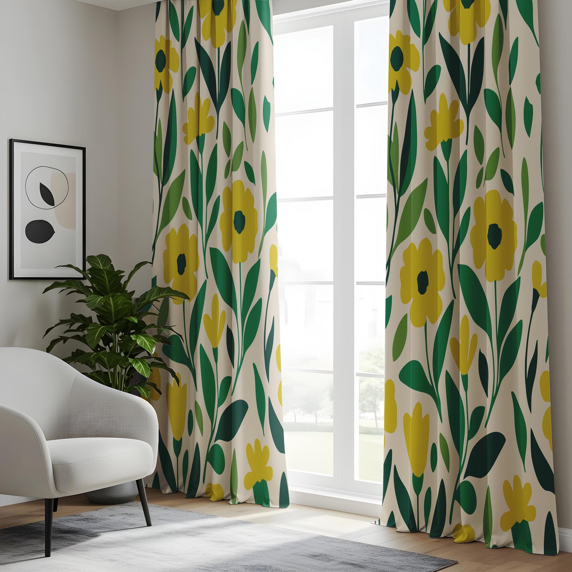 Onay Retro Floral Blackout Curtains