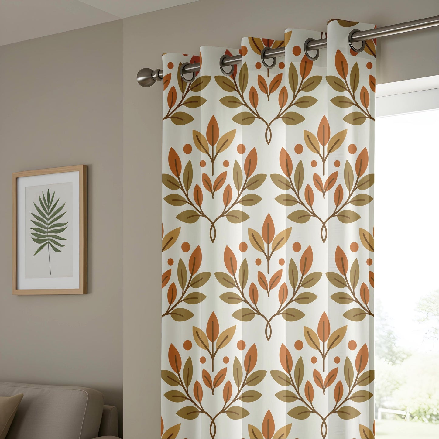 Onay Botanical Leaf Window Curtains – Mid Century Modern Drapes