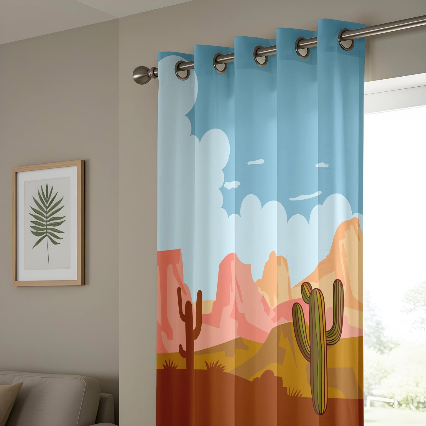 Onay Saguaro Cactus Curtain – Arizona Desert Sunset