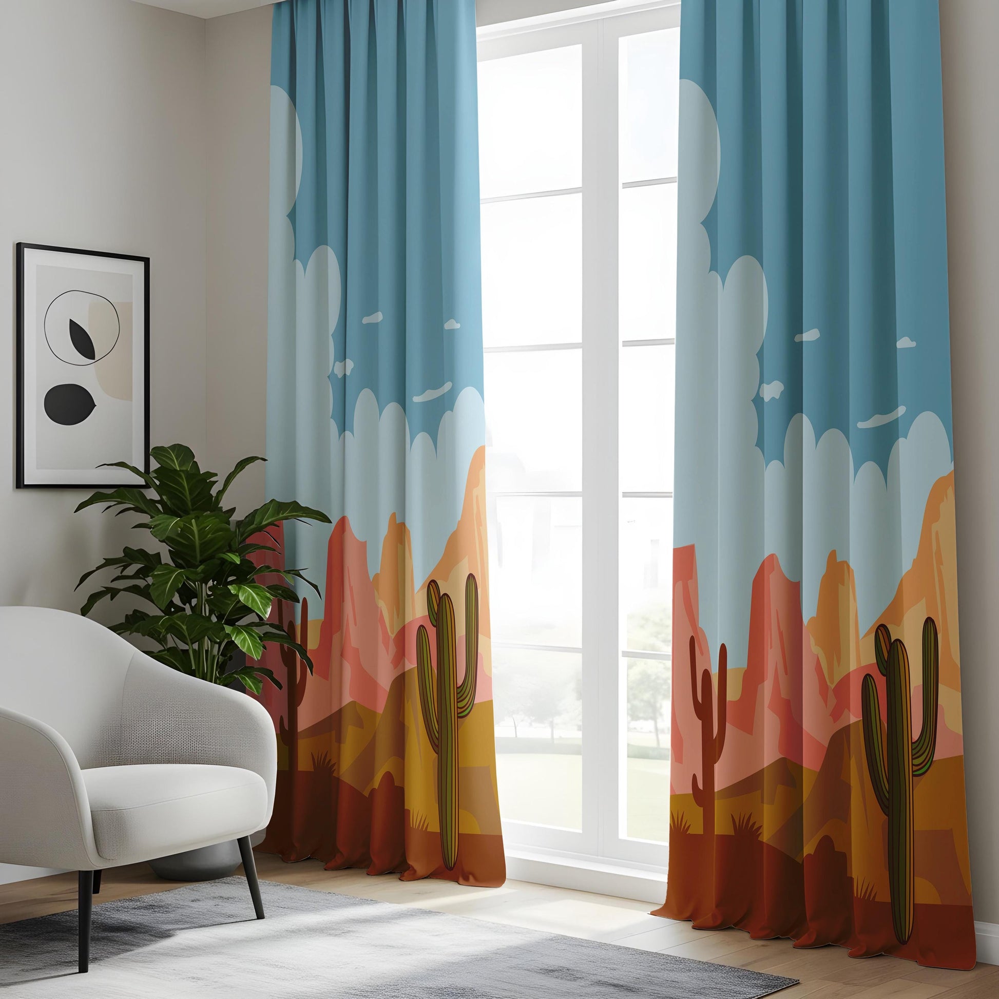 Onay Saguaro Cactus Curtain – Arizona Desert Sunset