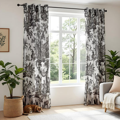 Onay French Toile De Jouy Curtains – Vintage Black White Window Drapes